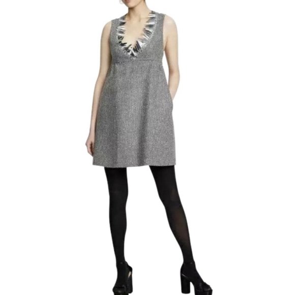 ANNA SUI Boucle Shift Wool Blend Mini Dress - Picture 2 of 9